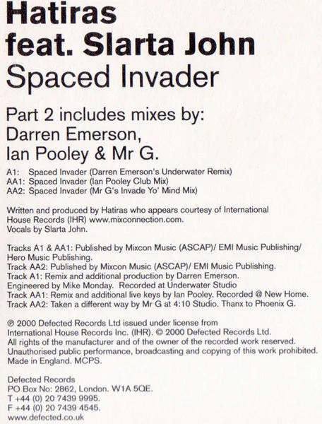 Album cover for Spaced Invader (Part 2) by Hatiras Feat. Slarta John