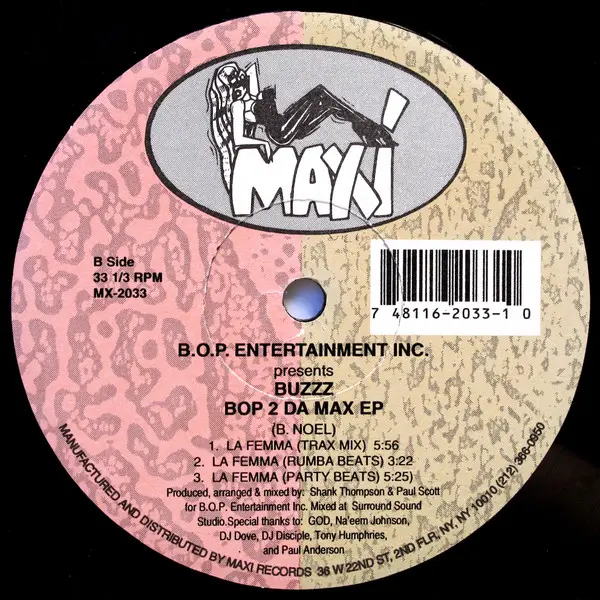 B.O.P. Presents Buzzz - BOP 2 Da Max EP, Electronic, House, 1996 - Maxi Records, US, Vinyl 1x 12", 33 ⅓ RPM, EP