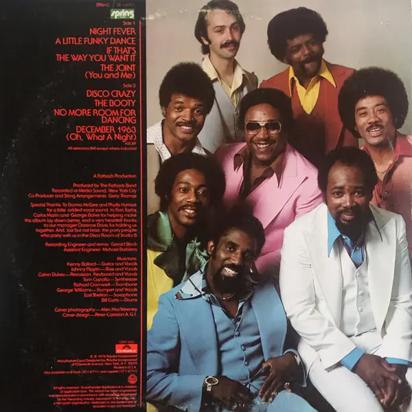 Fatback Band, The - Night Fever, Funk / Soul, Disco, Funk, 1976 - Spring Records, US, Vinyl 1x LP, Album All Disc Pressing