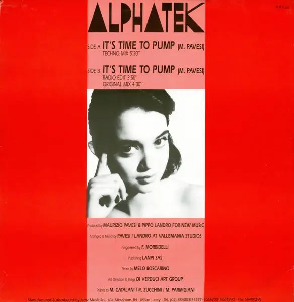 Alphatek (2) - It's Time To Pump, Electronic, Italo House, 1990 - New Music International, Italy, Vinyl 1x 12", 45 RPM