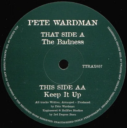 Album cover for The Badness / Keep It Up by Pete Wardman
