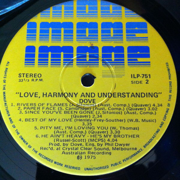 Dove (10) - Love Harmony & Understanding, Pop, 1975 - Image (5), Australia, Vinyl 1x LP, Album