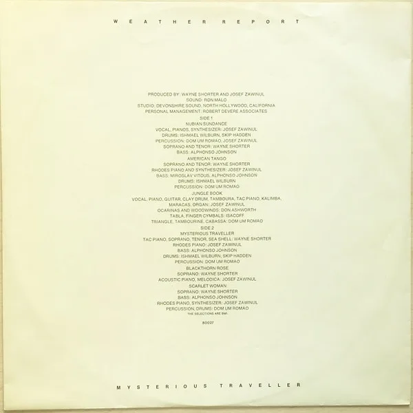 Album cover for Mysterious Traveller by Weather Report