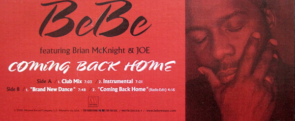 BeBe Winans Featuring Brian McKnight & Joe - Coming Back Home, Electronic, Garage House, 2000 - Motown, US, Vinyl 1x 12", 33 