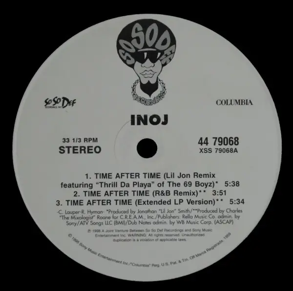 Inoj - Time After Time, Electronic, Breaks, Euro House, Freestyle, House, Italo-Disco, 1998 - Columbia, So So Def, US, Vinyl 