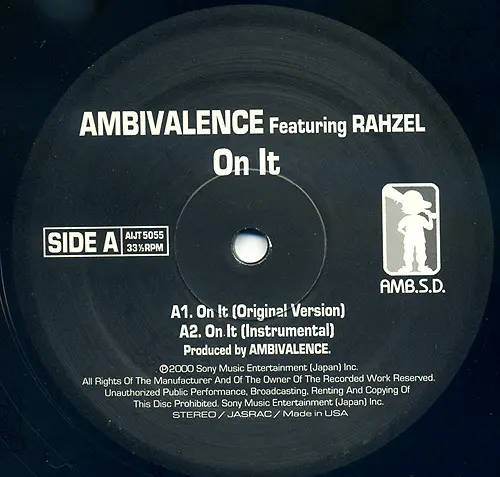 Ambivalence - On It / Red Light Green Light Variation, Hip Hop, 2000 - AMB.S.D., Japan, Vinyl 1x 12", 33 ⅓ RPM