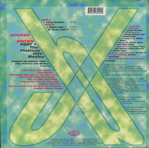 James Brown - Hooked On Brown, Part 1 (The Platinum Hits Medley), Electronic, Funk / Soul, Disco, Soul, 1996 - Scotti Bros. R