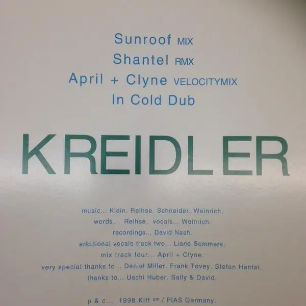 Kreidler - Coldness, Remixed, Electronic, Leftfield, Synth-pop, 1998 - Kiff SM, Germany, Vinyl 1x 12", 33 ⅓ RPM