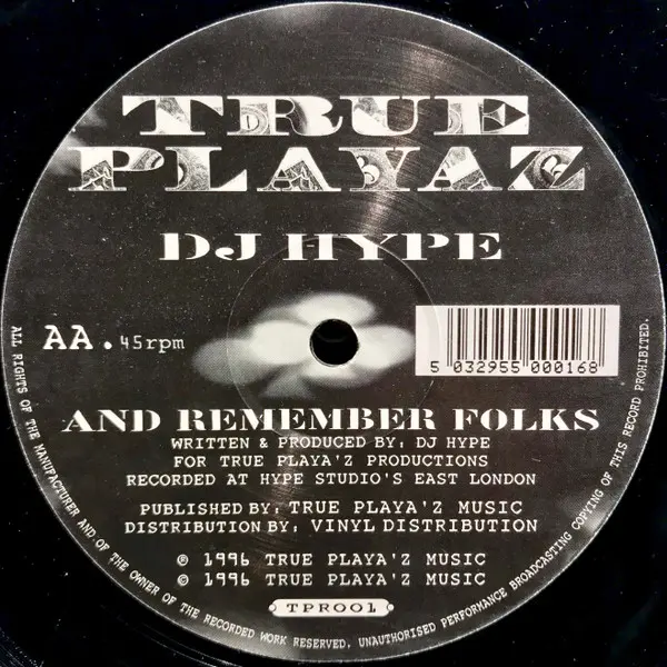 DJ Hype Featuring MC Fats / DJ Hype - Peace Love & Unity / And Remember Folks, Electronic, Drum n Bass, Jungle, 1996 - True P