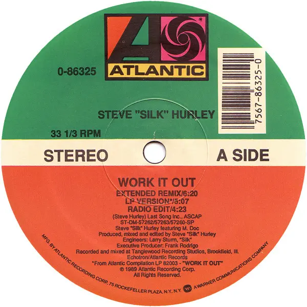 Steve "Silk" Hurley - Work It Out, Electronic, Acid House, Garage House, House, 1989 - Atlantic, US, Vinyl 1x 12", 33 ⅓ RPM
