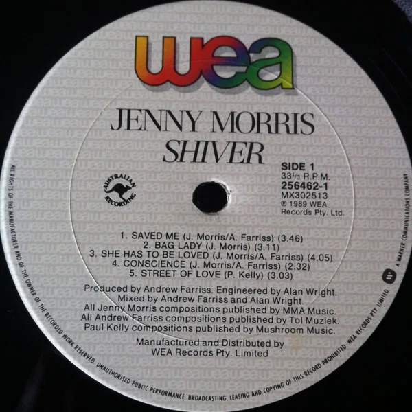 Album cover for Shiver by Jenny Morris