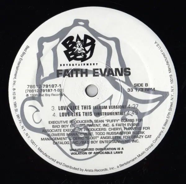 Faith Evans - Never Knew Love Like This (Remix), Funk / Soul, Contemporary R&B, Hip Hop, 1998 - Bad Boy Entertainment, US, Vi