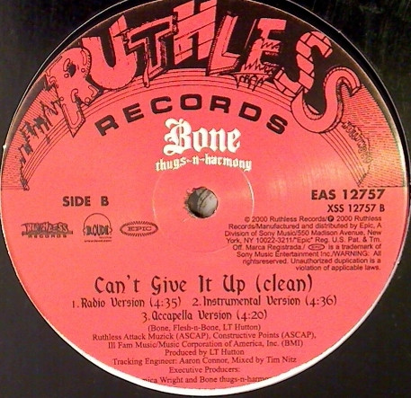 Bone Thugs-N-Harmony - Can't Give It Up - 2000 - - Ruthless Records - Vinyl 1x 12"