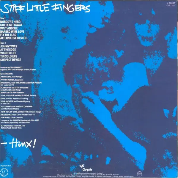 Stiff Little Fingers - Hanx!, Rock, Punk, 1980 - Chrysalis, Australia, Vinyl 1x LP, Album