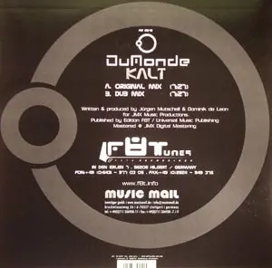 DuMonde - Kalt, Electronic, Hard Trance, 2004 - Fate Recordings, Germany, Vinyl 1x 12", 45 RPM