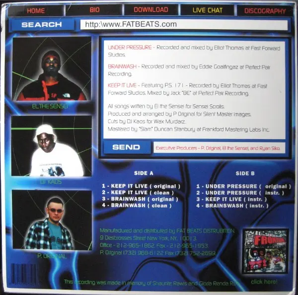 El Da Sensei - Keep It Live, Hip Hop, 2000 - Fat Beats, US, Vinyl 1x 12", 33 ⅓ RPM