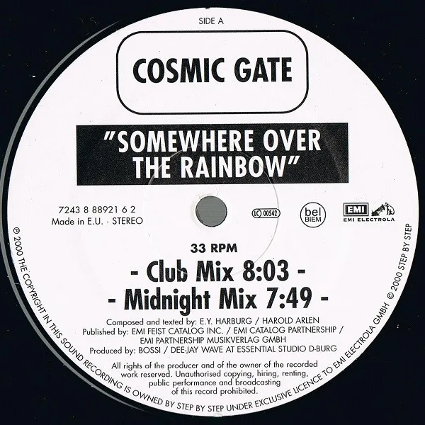 Album cover for Somewhere Over The Rainbow by Cosmic Gate