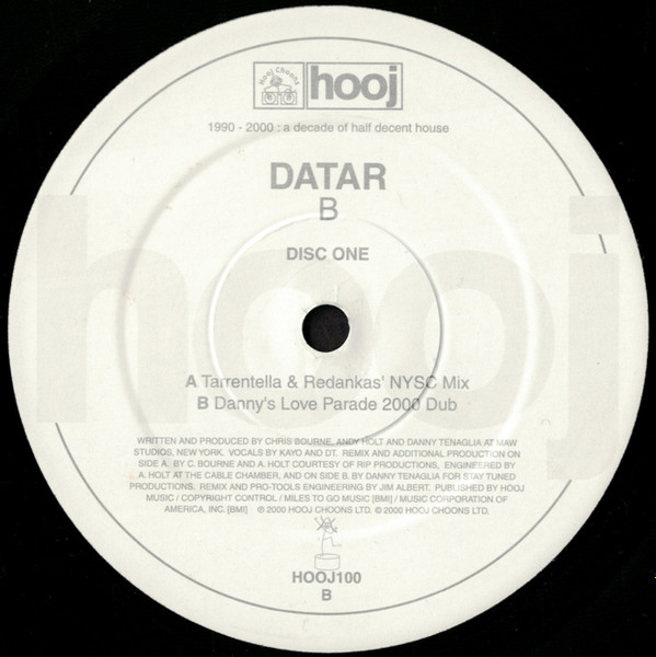 DATAR - B (Disc 1), Electronic, Progressive House, Tech House, 2000 - Hooj Choons, UK, Vinyl 1x 12", 33 ⅓ RPM