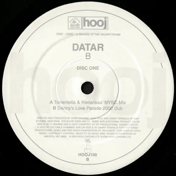 DATAR - B (Disc 1), Electronic, Progressive House, Tech House, 2000 - Hooj Choons, UK, Vinyl 1x 12", 33 ⅓ RPM