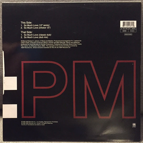 Malaika - So Much Love (David Morales Mixes), Electronic, Garage House, House, 1992 - A&M PM, A&M Records, UK & Europe, Vinyl