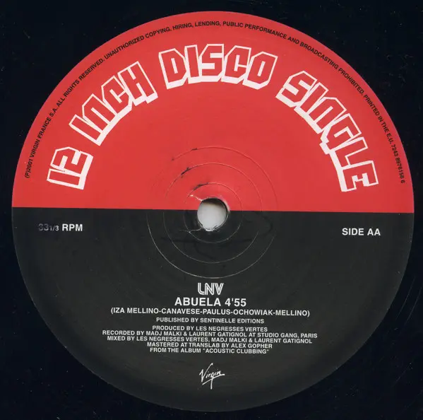 Les Negresses Vertes - Spank, Electronic, Downtempo, 2001 - Virgin France S.A., France, Vinyl 1x 12", 45 RPM, Single