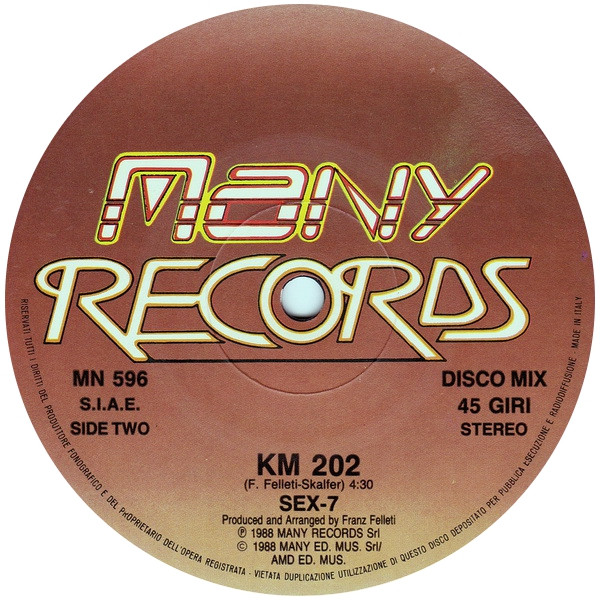 Sex-7 - Sex-7, Electronic, Italo-Disco, 1988 - Many Records, Italy, Vinyl 1x 12", 45 RPM