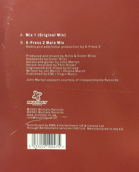 Sister Bliss Feat. John Martyn - Deliver Me, Electronic, Progressive House, 2001 - Multiply Records, UK, Vinyl 1x 12", 33 ⅓ R