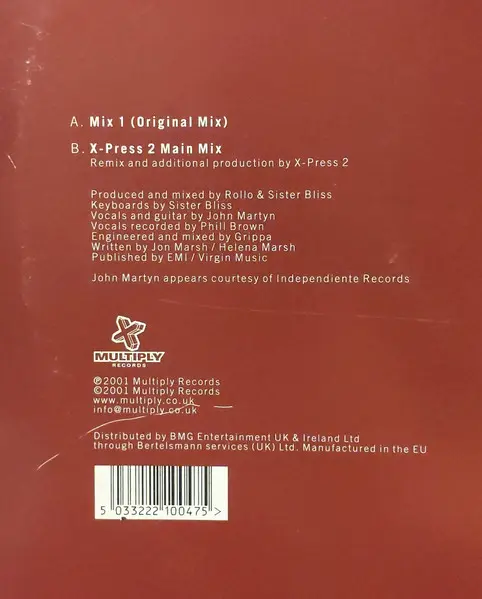 Sister Bliss Feat. John Martyn - Deliver Me, Electronic, Progressive House, 2001 - Multiply Records, UK, Vinyl 1x 12", 33 ⅓ R