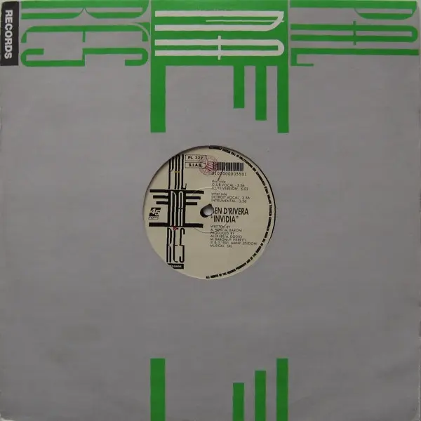 Ben D'Rivera - Invidia, Electronic, Deep House, Techno, 1991 - Palmares Records, Italy, Vinyl 1x 12", 45 RPM