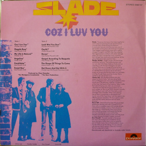 Slade - Coz I Luv You - 1972 - Classic Rock, Hard Rock, Pop Rock, Rock & Roll - Polydor - Vinyl 1x LP, Compilation