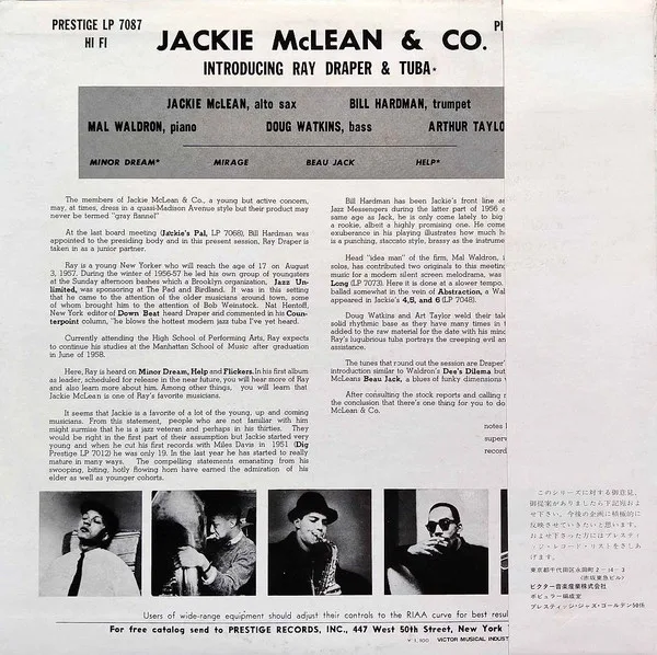 Album cover for Jackie McLean & Co. by Jackie McLean Introducing Ray Draper