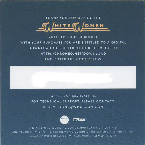Chromeo - White Women, Electronic, Funk / Soul, Pop, Rock, Disco, Electro, Funk, 2014 - Atlantic, Big Beat, US, Vinyl 2x LP, 