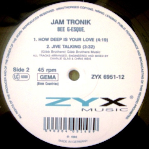 Jam Tronik - Bee G-Esque, Electronic, Euro House, 1993 - ZYX Music, Germany, Vinyl 1x 12", 33 ⅓ RPM, 45 RPM