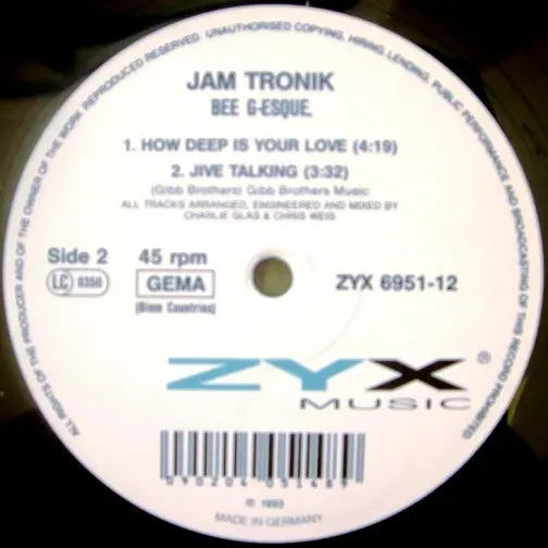 Jam Tronik - Bee G-Esque, Electronic, Euro House, 1993 - ZYX Music, Germany, Vinyl 1x 12", 33 ⅓ RPM, 45 RPM