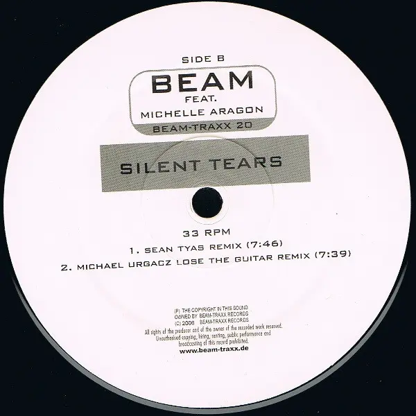 Beam Feat. Michelle Aragon - Silent Tears, Electronic, Trance, 2006 - Beam Traxx, Germany, Vinyl 1x 12", 33 ⅓ RPM