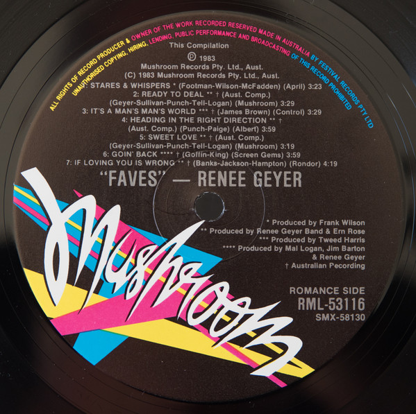 Renee Geyer - Faves, Funk / Soul, Soul, 1983 - Mushroom, Australia, Vinyl 1x LP, Compilation
