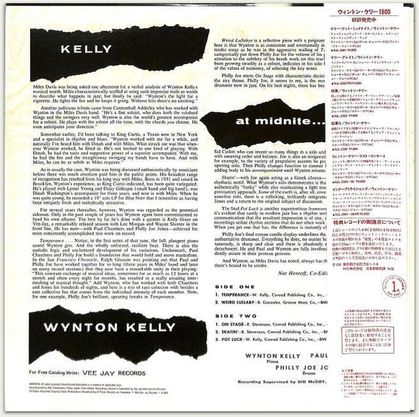 Wynton Kelly - Kelly At Midnite, Jazz, Cool Jazz, 1984 - Vee Jay Records, Japan, Vinyl 1x LP, Album, Limited Edition, Reissue