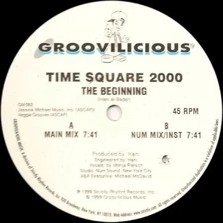 Hani - Time Square 2000 (The Beginning), Electronic, Hard House, Hard Trance, 1999 - Groovilicious, US, Vinyl 1x 12", 45 RPM