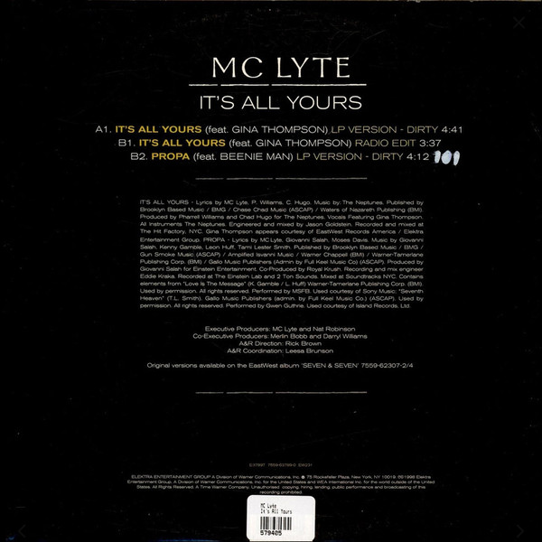 MC Lyte - It's All Yours, Hip Hop, 1998 - EastWest Records America, Germany, Vinyl 1x 12"