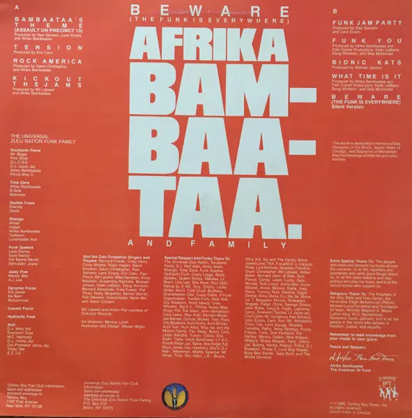 Afrika Bambaataa & Family - Beware (The Funk Is Everywhere), Hip Hop, Electro, Funk, 1986 - Tommy Boy, US, Vinyl 1x LP, Album