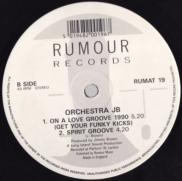 Orchestra JB - Free Spirit (Slow Burn), Electronic, Downtempo, House, 1990 - Rumour Records, UK, Vinyl 1x 12", 45 RPM, Stereo