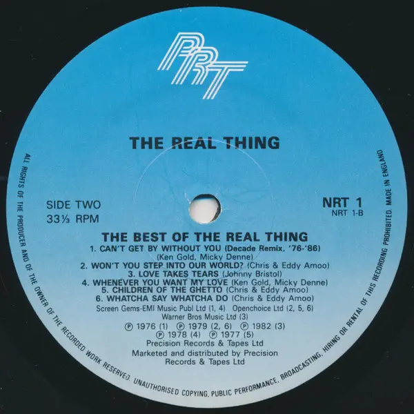 Real Thing, The - The Best Of The Real Thing, Funk / Soul, Disco, 1986 - PRT, UK, Vinyl 1x LP, Compilation