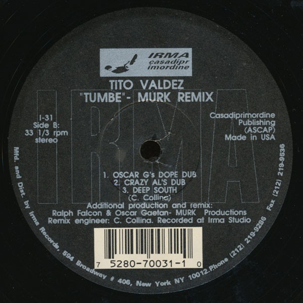 Tito Valdez - Tumbe (Murk Remix), Electronic, Deep House, House, 1992 - Irma, Irma CasaDiPrimordine, US, Vinyl 1x 12", 33 ⅓ R