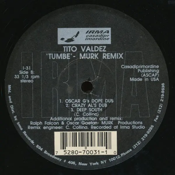 Tito Valdez - Tumbe (Murk Remix), Electronic, Deep House, House, 1992 - Irma, Irma CasaDiPrimordine, US, Vinyl 1x 12", 33 ⅓ R