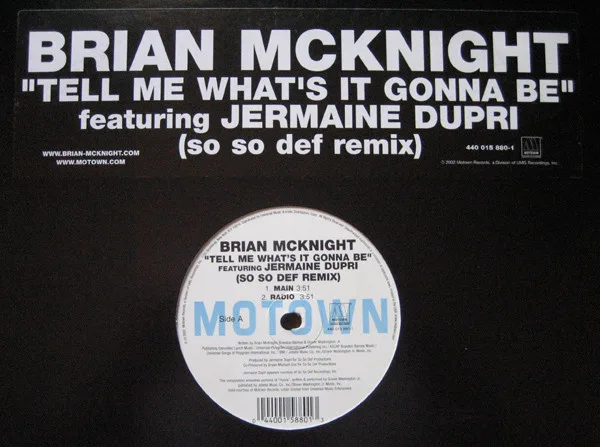 Album cover for Tell Me What's It Gonna Be by Brian McKnight featuring Jermaine Dupri
