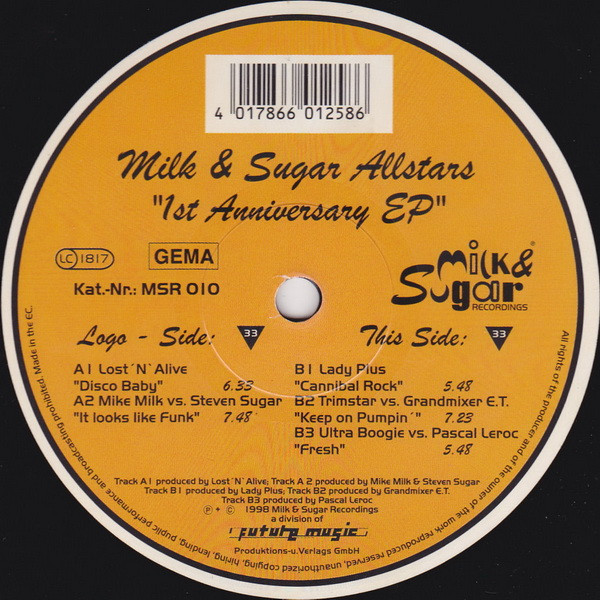 Various - Milk & Sugar Allstars 1st Anniversary EP, Electronic, Disco, House, 1998 - Milk & Sugar Recordings, Germany, Vinyl 