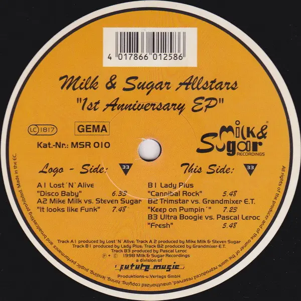 Various - Milk & Sugar Allstars 1st Anniversary EP, Electronic, Disco, House, 1998 - Milk & Sugar Recordings, Germany, Vinyl 