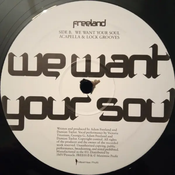 Adam Freeland - We Want Your Soul, Electronic, Breaks, Electro, 2003 - Maximise Profit, UK, Vinyl 1x 12", 33 ⅓ RPM, 45 RPM
