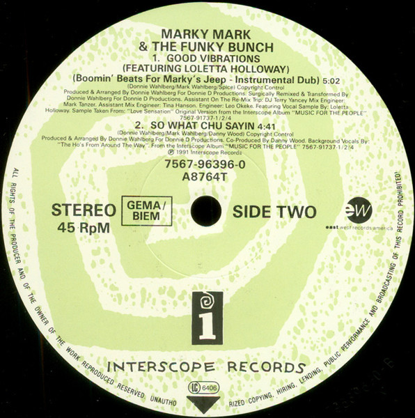 Marky Mark And The Funky Bunch Featuring Loleatta Holloway - Good Vibrations, Electronic, Hip Hop, Hip Hop, House, 1991 - Eas