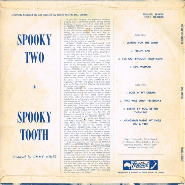Spooky Tooth - Spooky Two, Rock, Psychedelic Rock, 1969 - Festival Records, Australia, Vinyl 1x LP, Album, Stereo